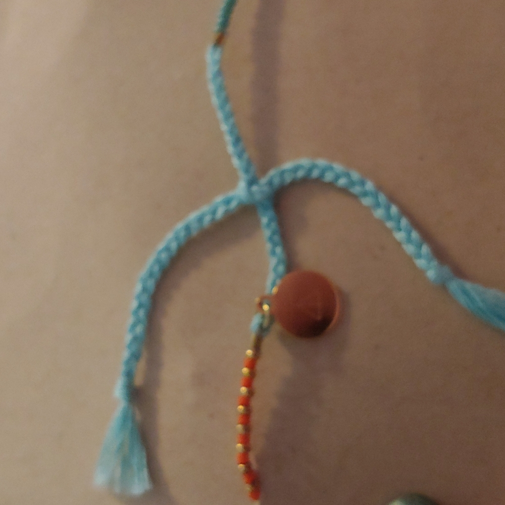 Tribe Alive Bracelet multicolored blue gold orange pink yellow beads adjustable - Picture 2 of 2